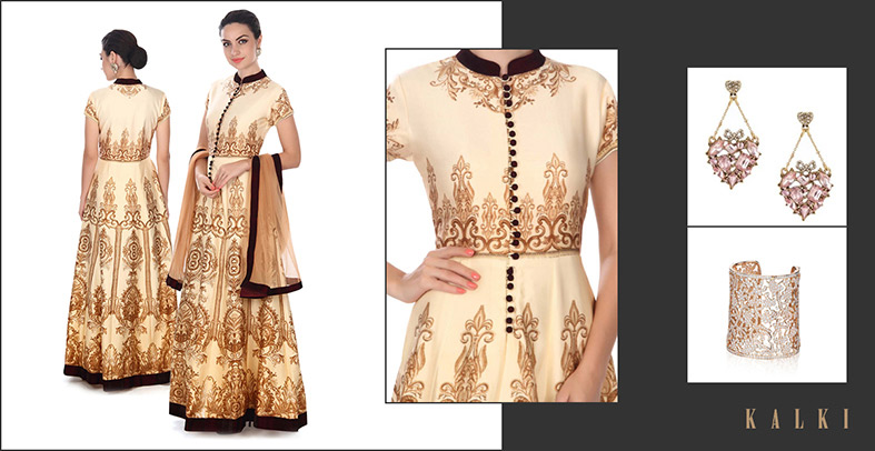 beige anarkali
