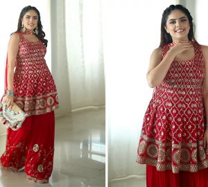 Absolutely Stunning & Quintessential Red Sharara Suits For Your Festivities