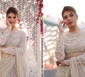 Jacqueline Fernandez Mesmerizes In An Embellished Sheer Ivory Saree At IIFA 2022