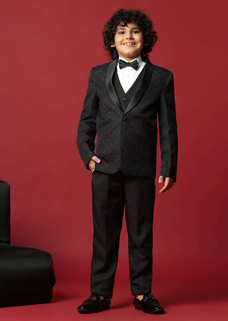 Classic Black Cutwork Tuxedo For Boys

