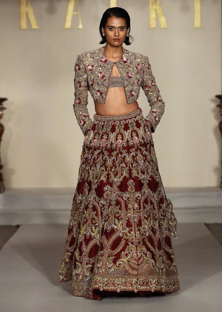 Maroon Silk Bridal Lehenga With Zardosi And Sequins Work