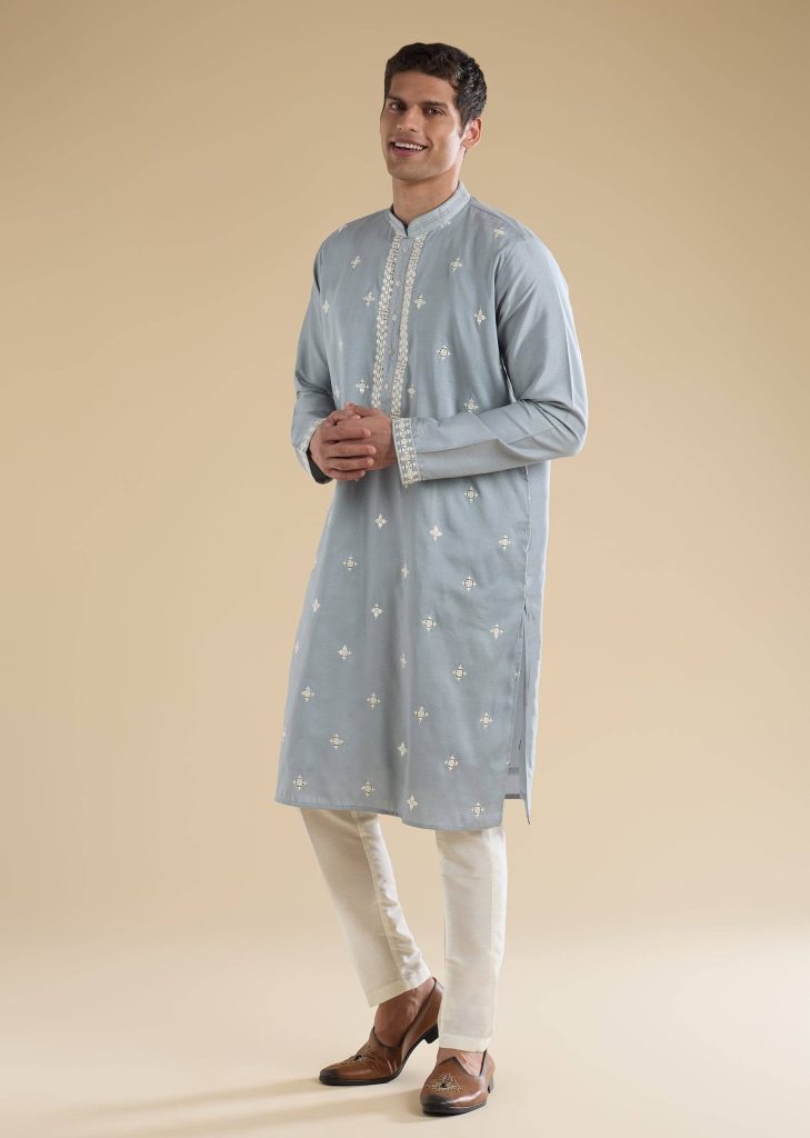 Blue Mirror Detail Casual Kurta Set

