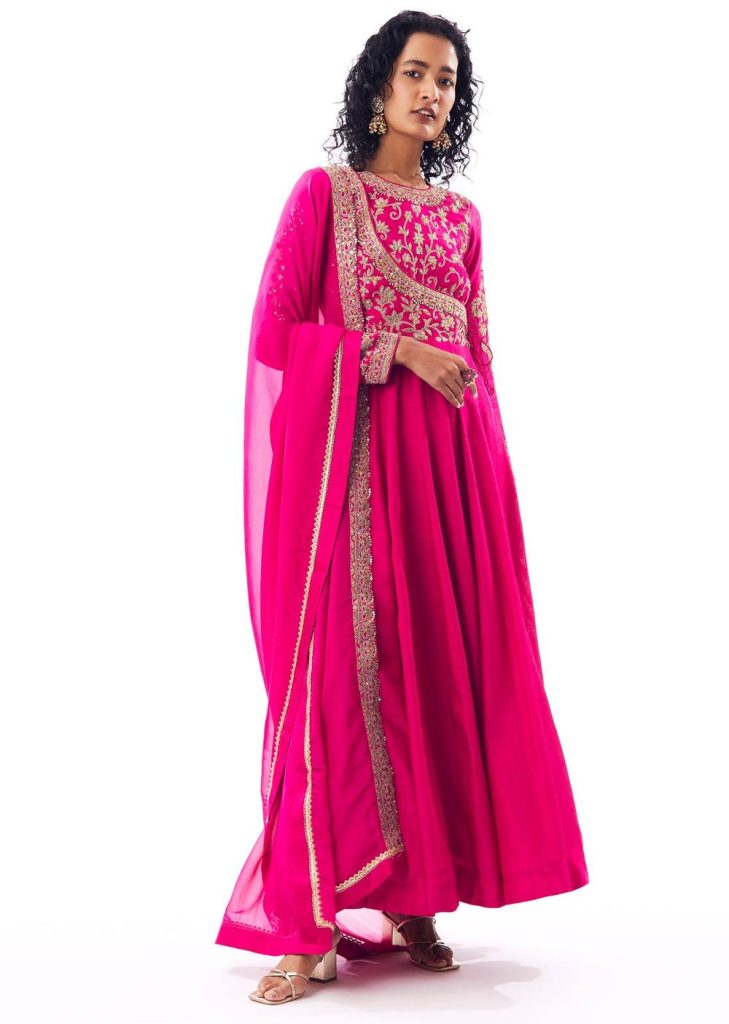 Pink Angarkha Anarkali